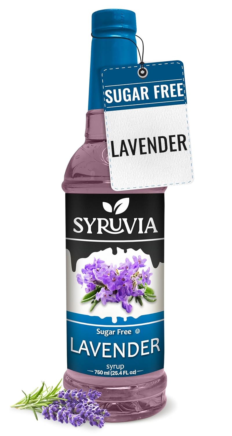 Syruvia Sugar Free Coffee Syrup, Lavender Flavored Syrup for Drinks, Lattes, and Desserts – 25.4 fl oz