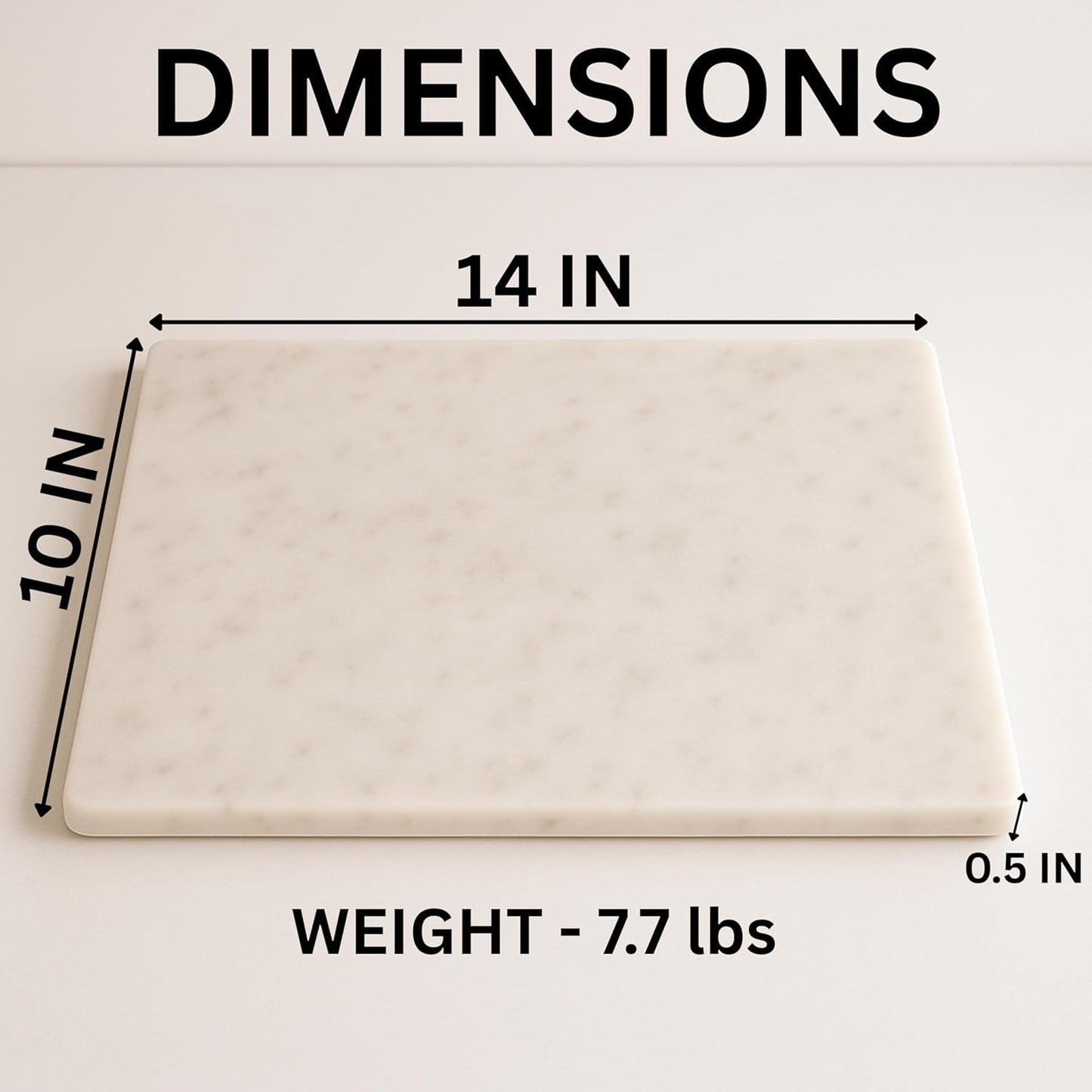 Marble Pastry & Cutting Board – 10x14 Inch Natural Stone Slab with Non-Slip Feet for Dough, Cheese, Baking, Serving, Charcuterie, Trivet – Easy to Clean Gift Tray.
