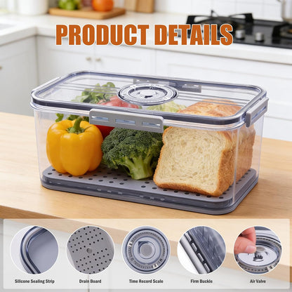 4 Pcs Airtight Bread Box with Date Indicator Lid, Kitchen Counter Bread Storage Container, Portable Bread Boxes for Homemade Bread, Toast, Bagel, Donut, Cookies and Fruit (Grey)