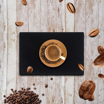Black Bar Mat (12x6 Inches) (Pack of 1) | Drying, Durable, and Stylish Spill Mats for Bars, Restaurants, Coffee Shops, Bar Mats for Countertop and Table Top, Non-Spill & Non-Toxic Mats