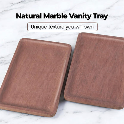 Marble Vanity Tray, 11.8in Sandstone Bathroom Kitchen Tray for Countertop, Decorative Dresser Organizer, Perfume Storage, Jewelry Holder, Brown Stone Gift for Man