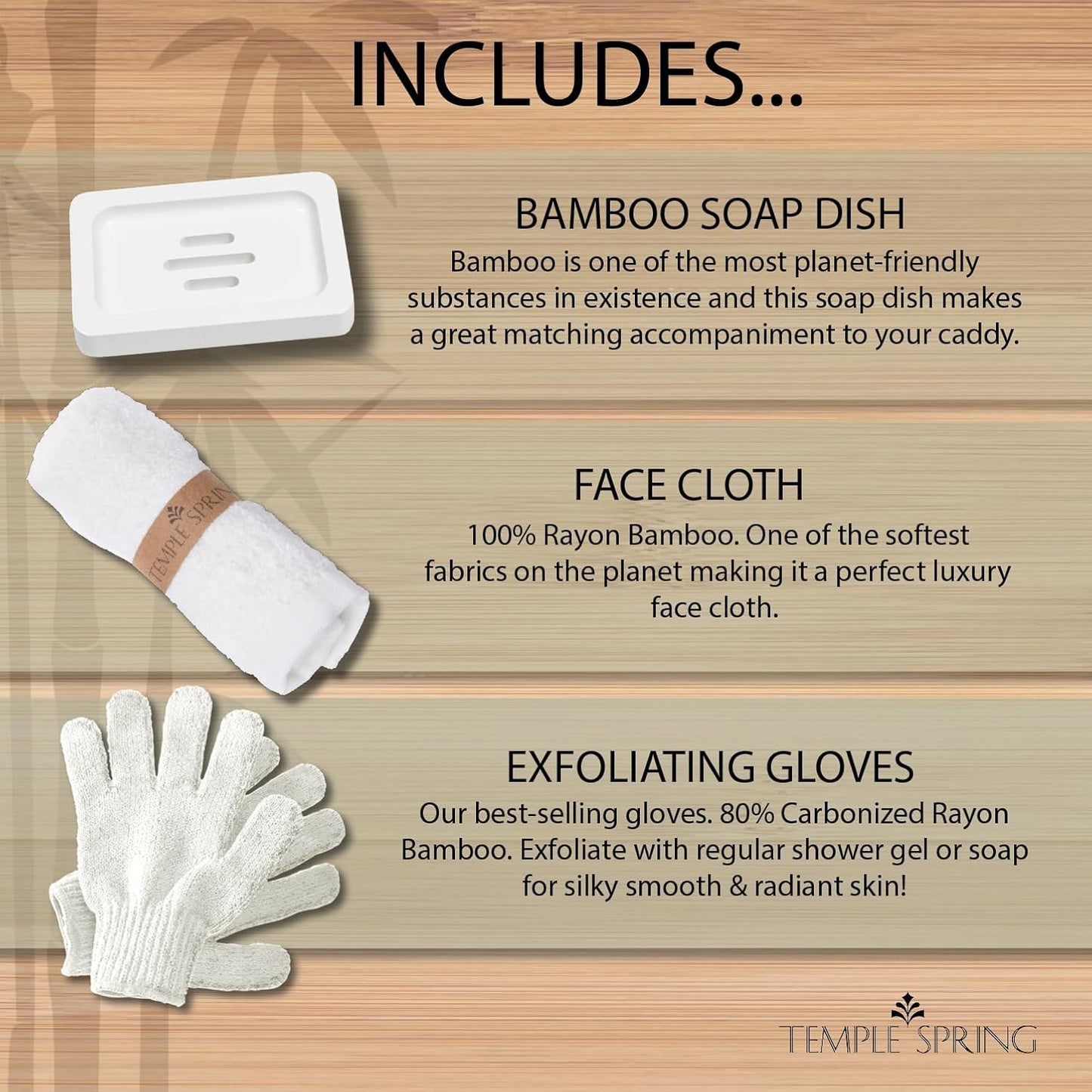 Temple Spring Wooden Bathtub Tray, Bamboo Bathroom Accessories, Bath Tray for Tub, at Home Spa Essentials, Board for Tub Table, Bath Caddy for Bathtub Accessories & Bathroom Essentials – White