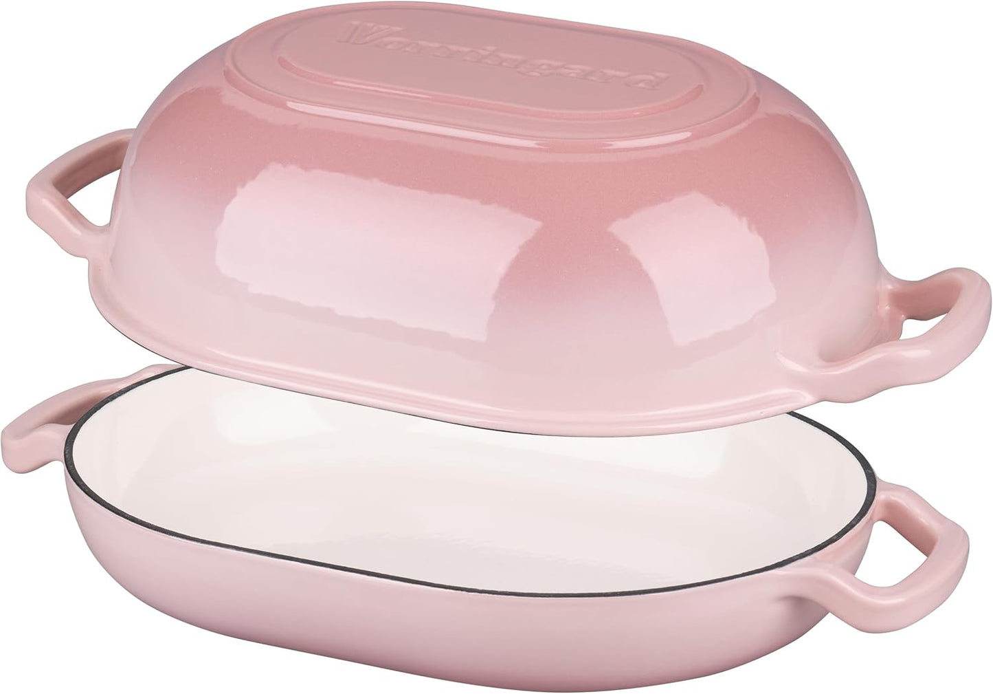 Enameled Cast Iron Sourdough Bread Oven, Dutch Oven, Loaf Cast Iron Bread Pan for Homemade Bread Baking, Meatloaf Pan with Lid, 7QT, Pink