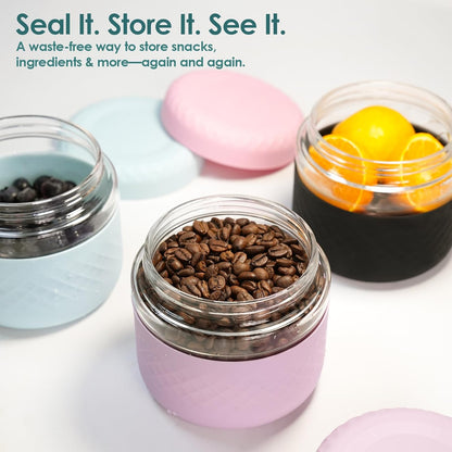 24 oz Glass Lunch Bowl Containers with Lids 2 Pack | Leak & Spill Proof, BPA-Free, Microwave & Dishwasher Safe | Airtight Meal Prep & Food Storage Jar for Lunch, Salad, Soup, Oats, Stew, Yogurt