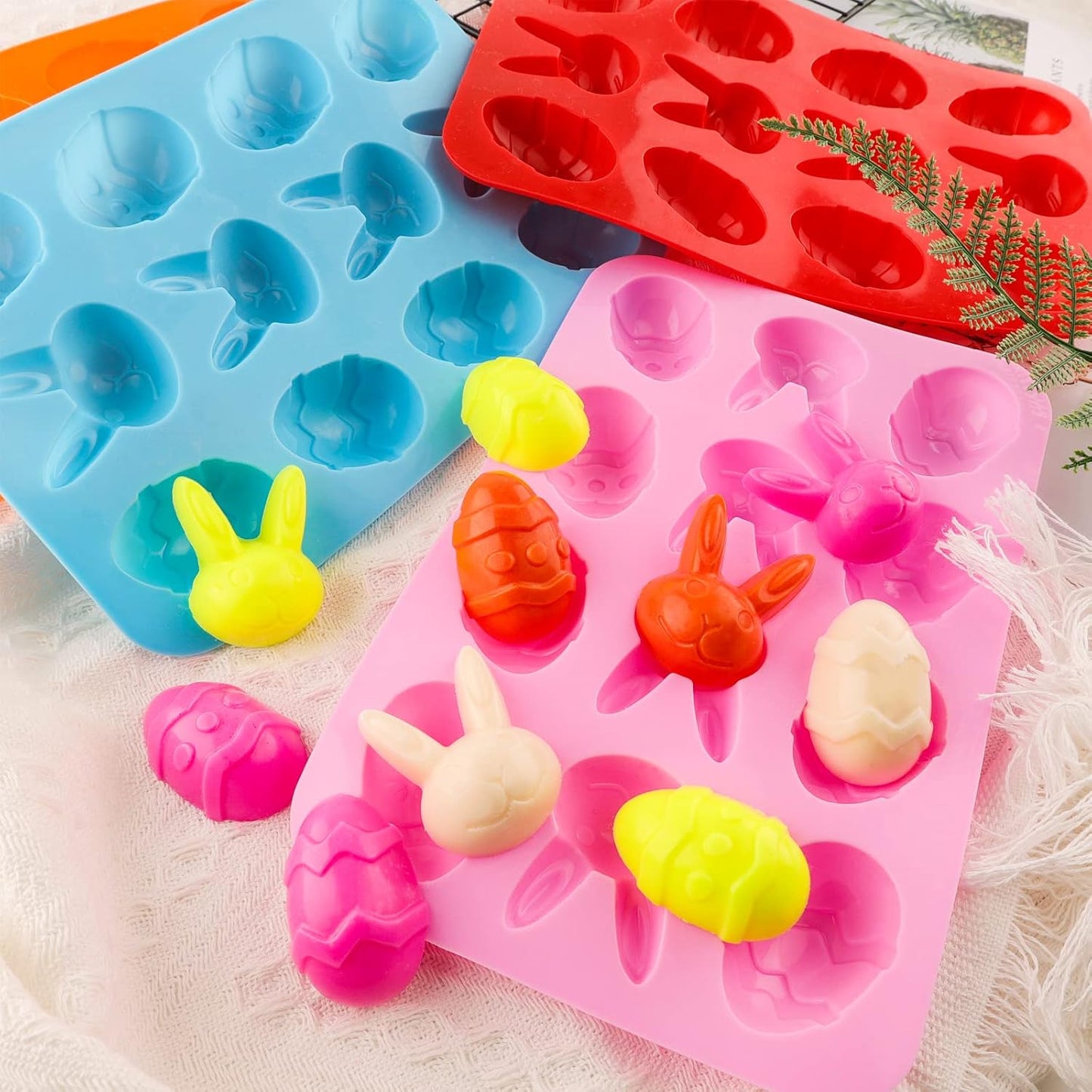 Easter Egg Silicone Bunny Silicon Molds for Chocolate 4 Packs Egg Shaped Mold Baking Pan Resin Cake Chocolate Mold Silicone Candy Pan for Easter Party