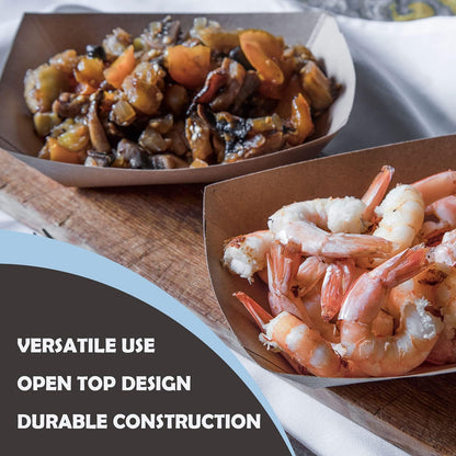 Angel's Peel Lounge Disposable Paper Food Tray - Recyclable Kraft, Fully Biodegradable Paper Food Trays- Picnics, Carnivals, Camping Trays- Food Serving Tray Holds Hot and Cold Food 3Lb (Pack of 100)