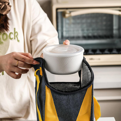 Ceramic Bowls with Lids: 20 oz Microwave Safe Food Storage Containers for Soup, Salad, Cereal, Leftovers, Meal Prep, Lunch, Picnic, Camping, Serving - Airtight, Multicolor, Set of 4