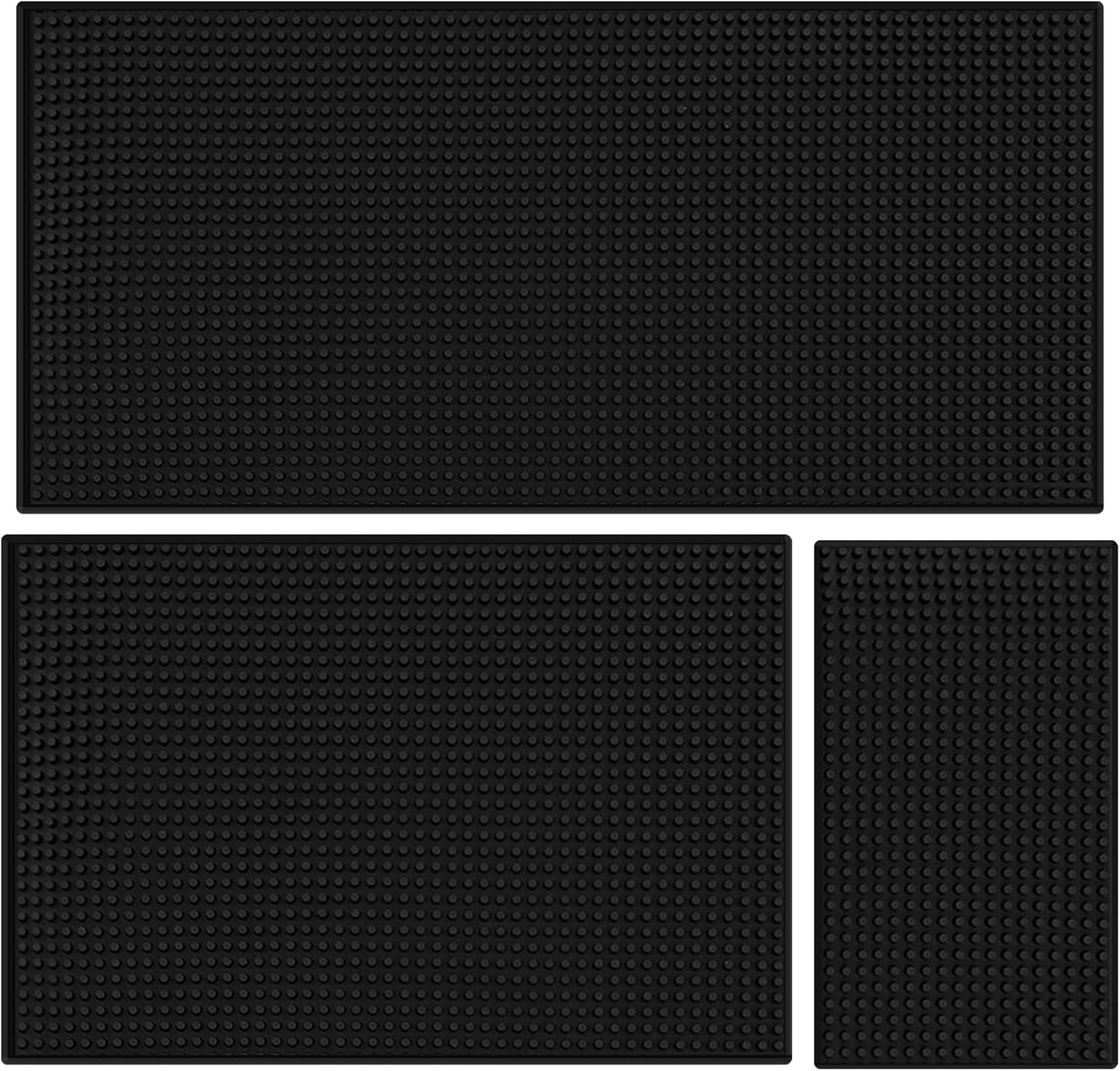 Tioncy 6 Pcs Bar Mat for Countertop 6 x 12 Inch, 18 x 12 Inch, 24 x 12 Inch Non Slip Rubber Mat Service Spill Cocktail Bartending Coffee Bar Mats for Hot Dishes Restaurants Barbershop Hot Pads, Black