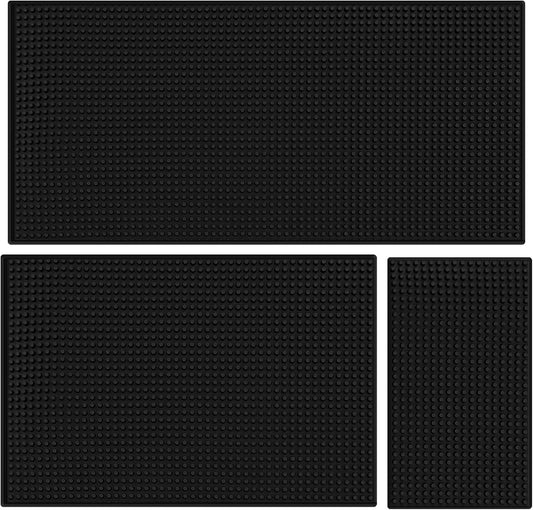 Tioncy 6 Pcs Bar Mat for Countertop 6 x 12 Inch, 18 x 12 Inch, 24 x 12 Inch Non Slip Rubber Mat Service Spill Cocktail Bartending Coffee Bar Mats for Hot Dishes Restaurants Barbershop Hot Pads, Black