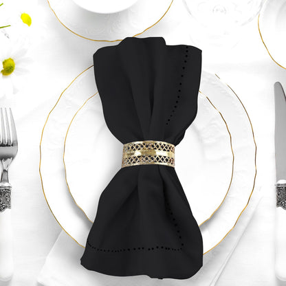 Urban Villa Cloth Napkins Set of 12 20x20 Inches 100% Cotton Hemstitch Napkins Cloth Washable Durable Reusable Absorbent Table Dinner Napkins Cloth for Hotel Lunch Restaurant Weddings Parties – Black