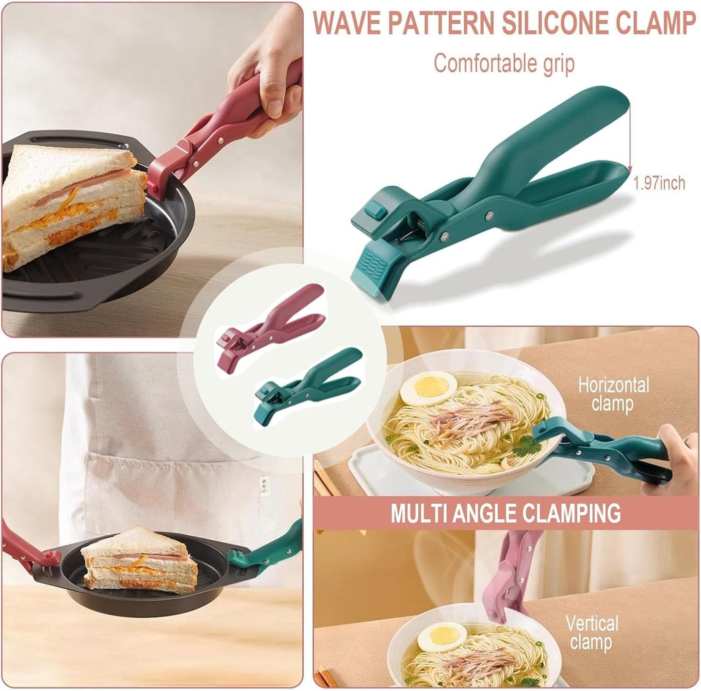 2 PCS Hot Plate Gripper Tongs, Anti Scald Plate Gripper, Multi-Function Anti-Scald Bowl Clip, Silicone non-slip hot plate clips, Kitchen Utensil For Bowls Pans Dishes