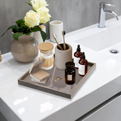 Wooden Square Serving Tray Home Decor,Black Walnut Wood Ottoman Tray for Living Room,Classic Wood Decorative Storage Coffee Trays,Storage and Display of Bread Food Fruit