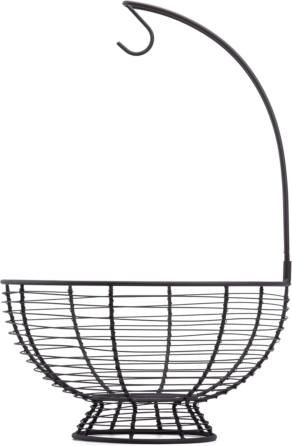 [ Extra Large ] TIEYIPIN Fruit Basket Bowl with Banana Hanger, Detachable Wire Banana Holder Hook Kitchen Storage Baskets Stand - Brown