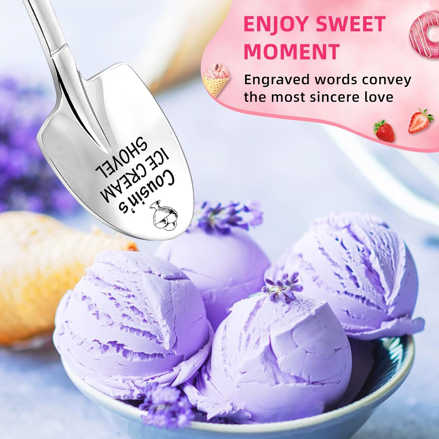 Christmas Unique Gifts for Cousin from Mom, Dad, Sister, Brother - Funny Ice Cream Scoop Shovel Gifts for Cousin - Christmas Stocking Stuffers for Cousin's, Birthday Presents