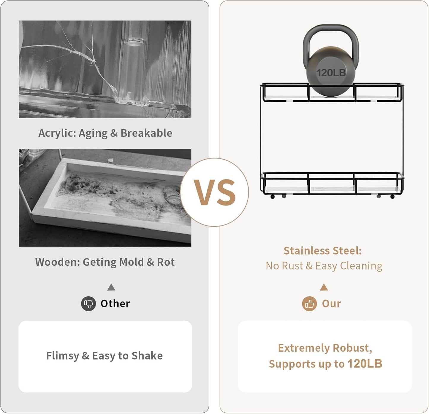 Bathroom Organizer Countertop Perfume Organizer Makeup Organizer Cosmetics Storage Display Rack Vanity Tray Dresser Stainless Steel Gold Shelf White Marble Ceramic Tray