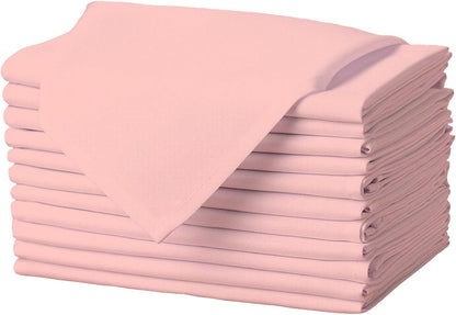 Gee Di Moda Cloth Napkins - 17 x 17 Inch Pink Dinner Napkins - Set of 12 Soft & Absorbent Washable Fabric Cloth Table Napkins with Hemmed Edges for Hotel Restaurant, Holiday Parties & Wedding