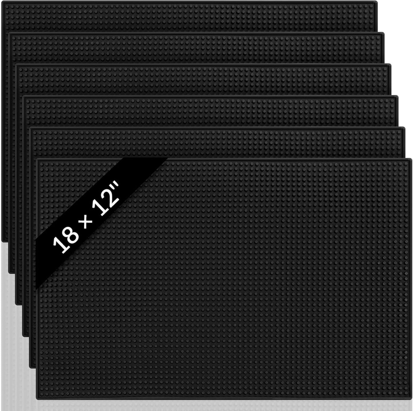 Tioncy 10 Pcs Bar Mat for Countertop 18 x 12 Inch Non Slip Rubber Mat Service Spill Cocktail Bartending Coffee Bar Mats for Hot Dishes Restaurants Barbershop Clippers Hot Pads, Black