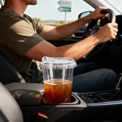 50 Set 16 oz Plastic Iced Coffee Cups with Strawless Sip Lids, Clear Rounded Bottom Plastic Cups with Lids, Disposable To Go Iced Coffee Cups with Lid for Coffee, Juice, Cold Drinks, Latte