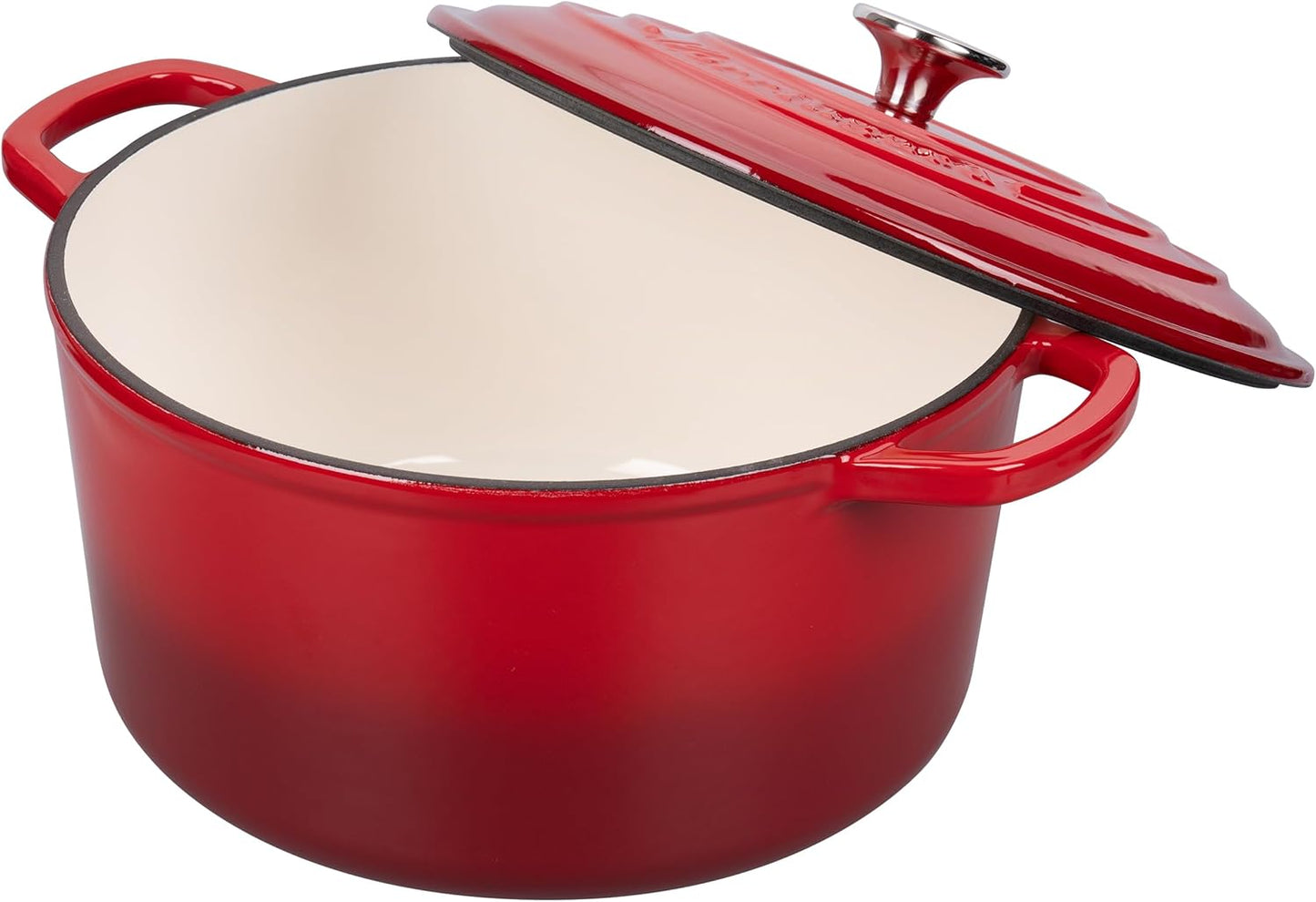 Enameled Cast Iron Dutch Oven Pot with Lid, for Sourdough Bread Baking, Round Dutch Ovens, 6 Quart, Red