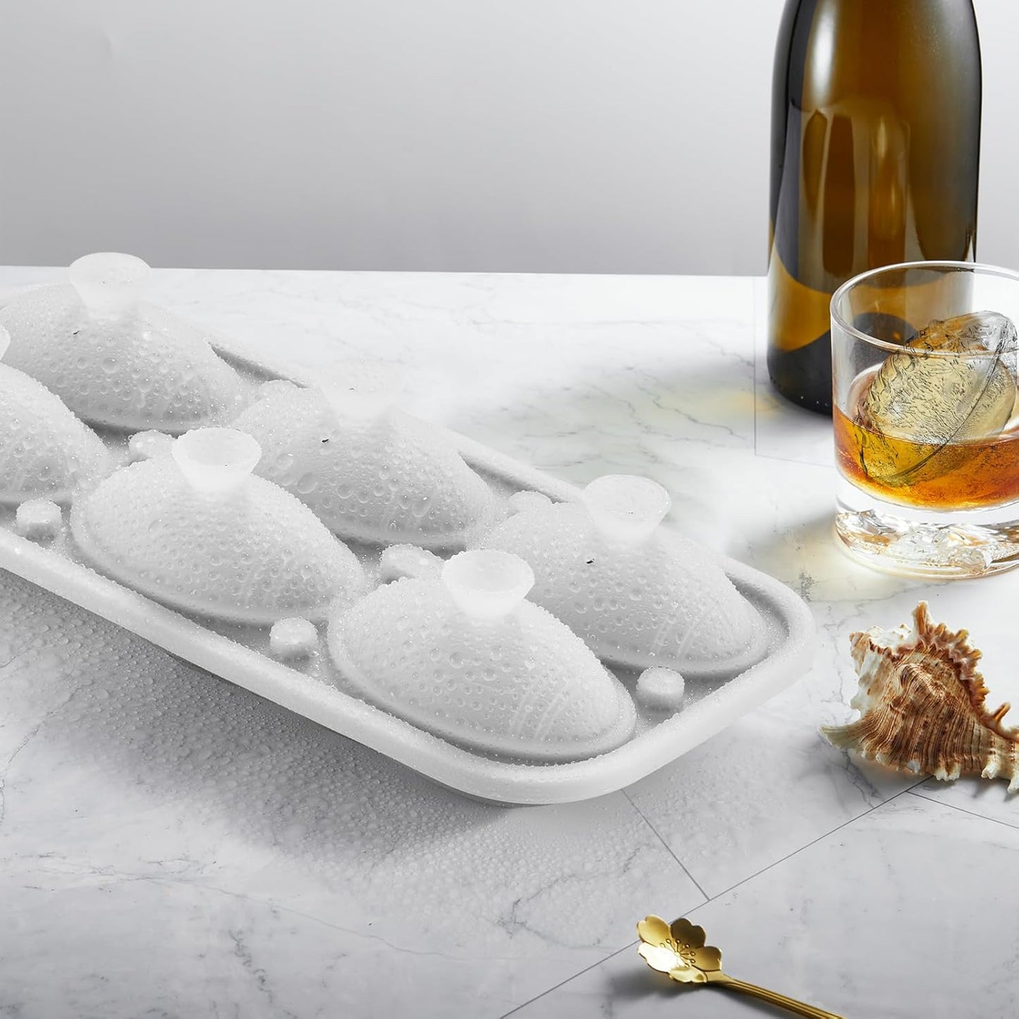 Nax Caki 3D Football Ice Cube Tray, Large Football Silicone Fun Shapes Whiskey Ice Mold with Funnel for Cocktails, Bourbon,Brandy, Whiskey Gifts for Men