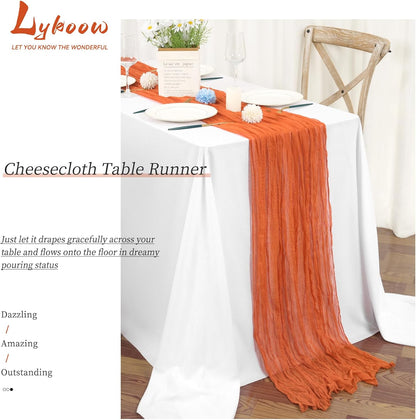 15 Packs Cheesecloth Table Runner Orange, 10 Ft Burnt Orange Table Runner for Wedding, Rustic Gauze Boho Decoration for Wedding Party Bridal Shower,21.5x120in