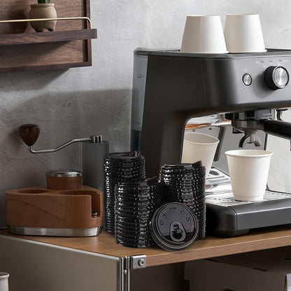 200 Count Sip Lids for Plastic Cups 90mm Strawless Clear Lids for Iced Coffee Beer Beverage Sipper Cups(Black)