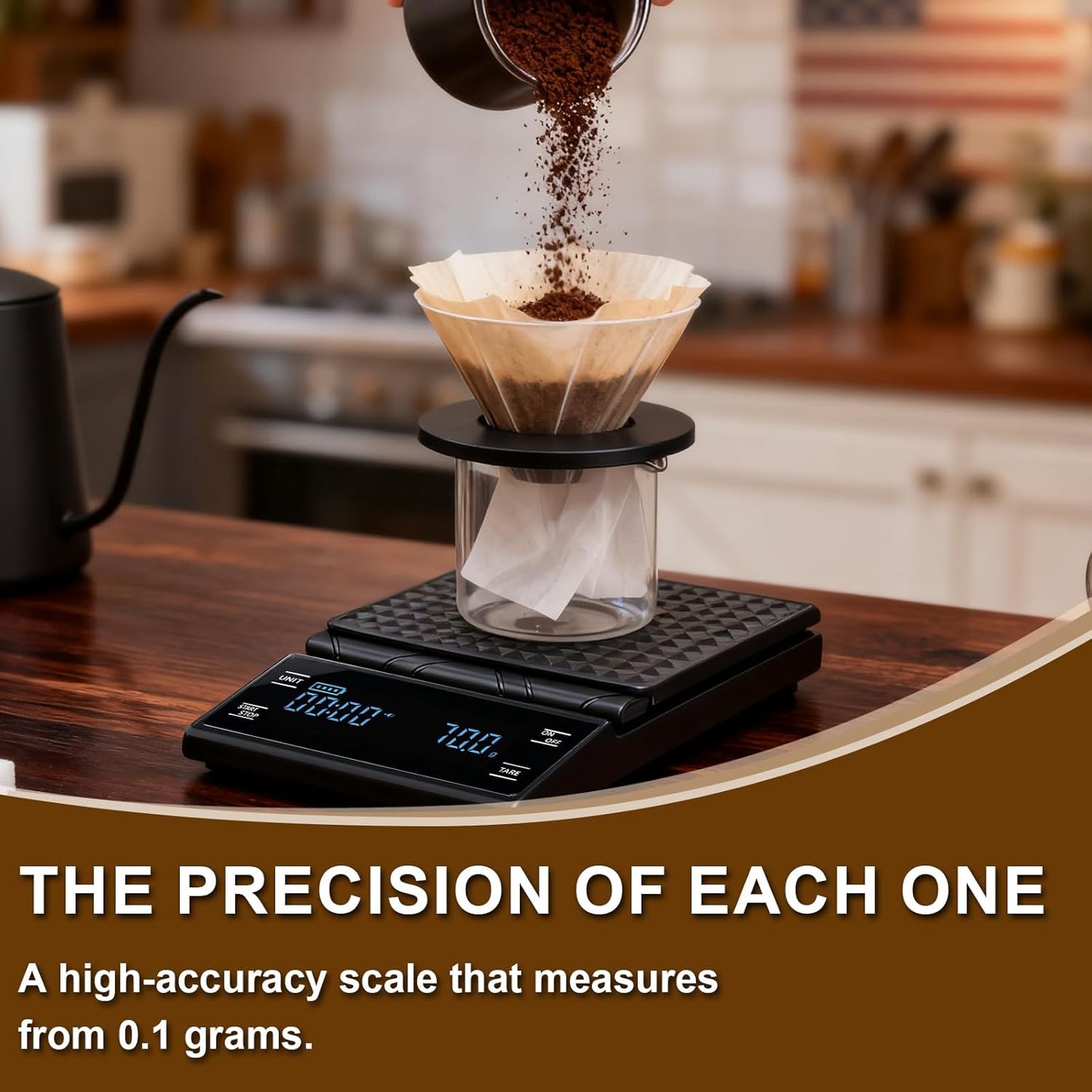 Coffee Scale Kitchen 3kg/0.1g Precision Food Scale,Units Conversion,for Coffee Prep,Perfect for Home Coffee Lovers Rechargeable Black