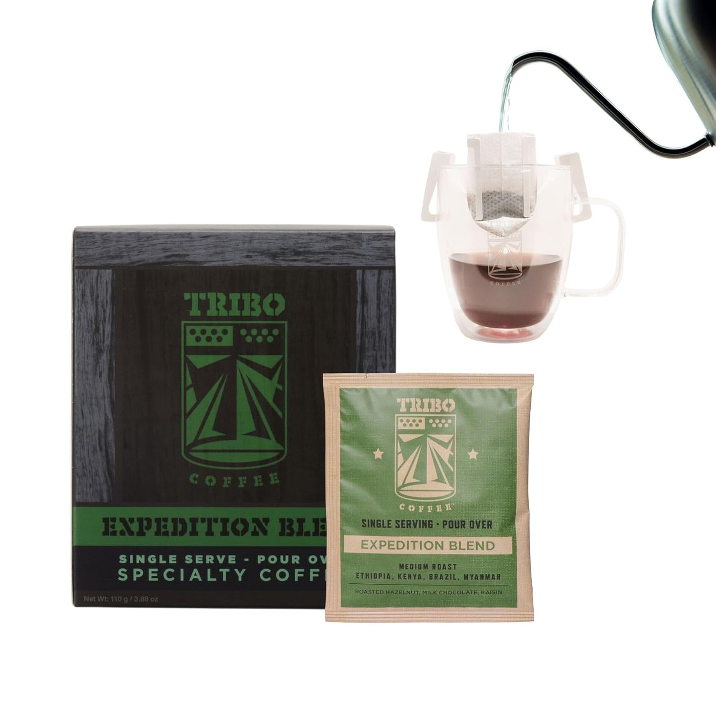Tribo Coffee Single-Serve Portable Pour Over Drip Coffee - Expedition Blend - 10 Servings (Medium Roast)