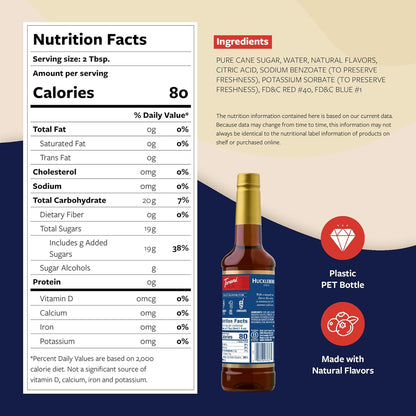 Torani Huckleberry Syrup for Drinks, Flavoring for Iced Tea, Lemonade, Sodas, and Cocktails, Pump Included, 25.4 Oz