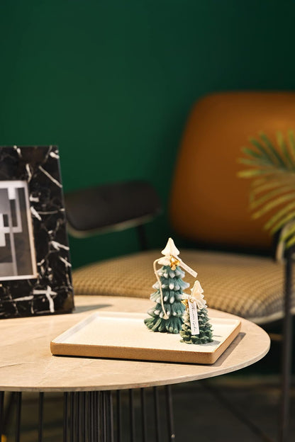 Vanity Tray with Brown Trim - Candle & Perfume Holder Organizer - Decorative Square White 8"8" Bathroom Countertop Tray