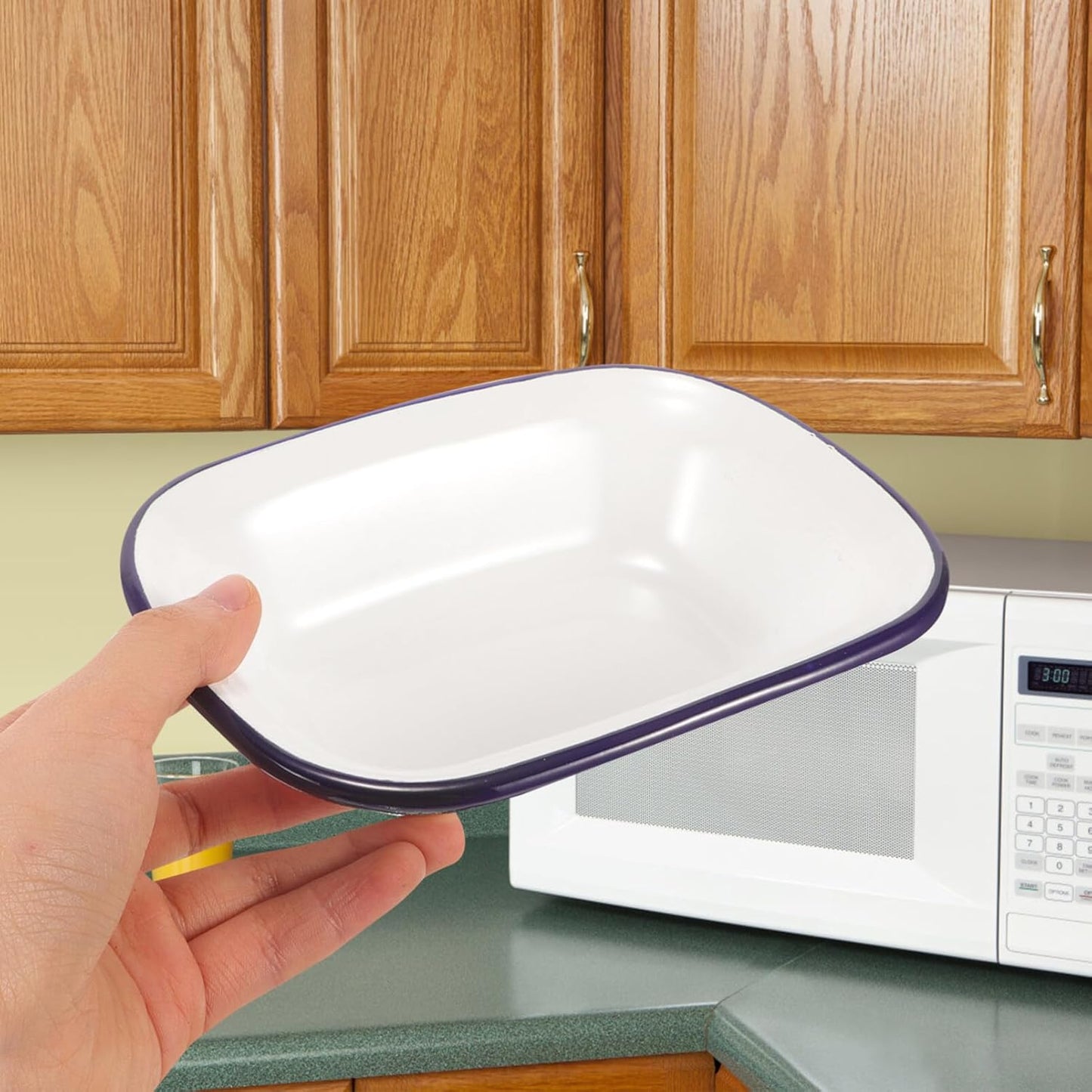 Alipis Enamelware Baking Pan, Roasting Dish for Oven, Enameled Steel Food Storage Container, Ideal for Baking Bread, Lasagna, and Turkey