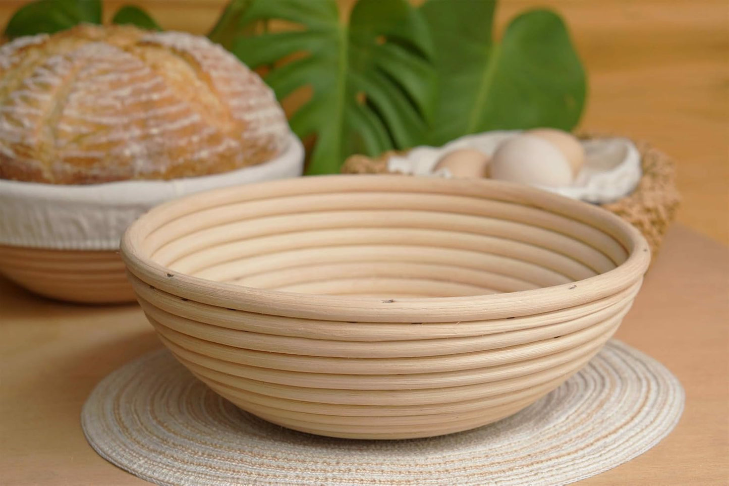 Banneton Bread Proofing Basket set of 3, 9.8 Inch Round Sourdough Proofing Baskets with Liner,Dough Proofing Bowls,Made of Natural rattan,for Sourdough Bread Baking Supplies