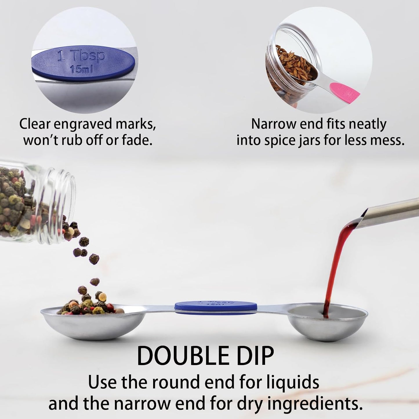 12 PCS Measuring Cups and Spoons Set Stainless Steel, 5 Measuring Cups with Colorful Silicone Handle and 6 Double-Sided Magnetic Measuring Spoons & 1 Leveler for Cooking and Baking (5+6+1)