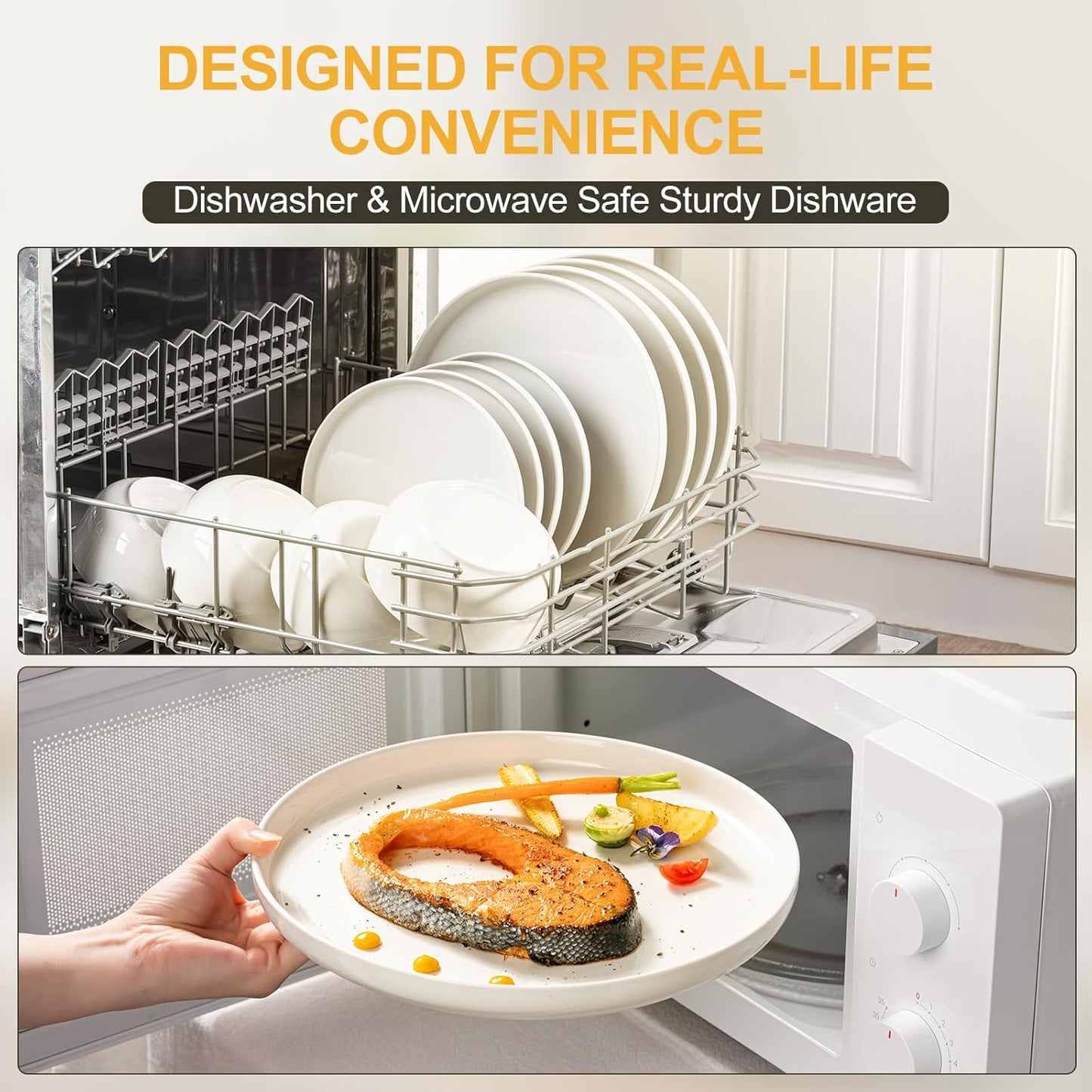 EWFEN Plates and Bowls Sets, 24 Pieces Stoneware Dinnerware Set for 8, Ceramic Dishware Dishes Set, Scratch Resistant Dishes Set, Dishwasher & Microwave Safe