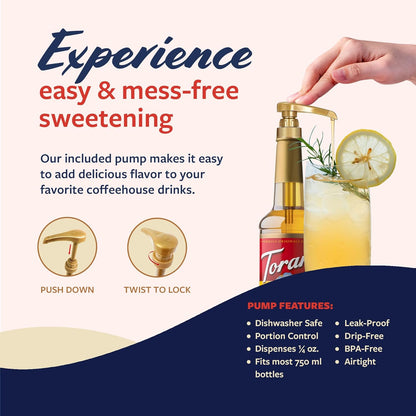 Torani Honey Sweetener, Flavoring for Drinks and Desserts, Pump Included, 25.4 Fl Oz
