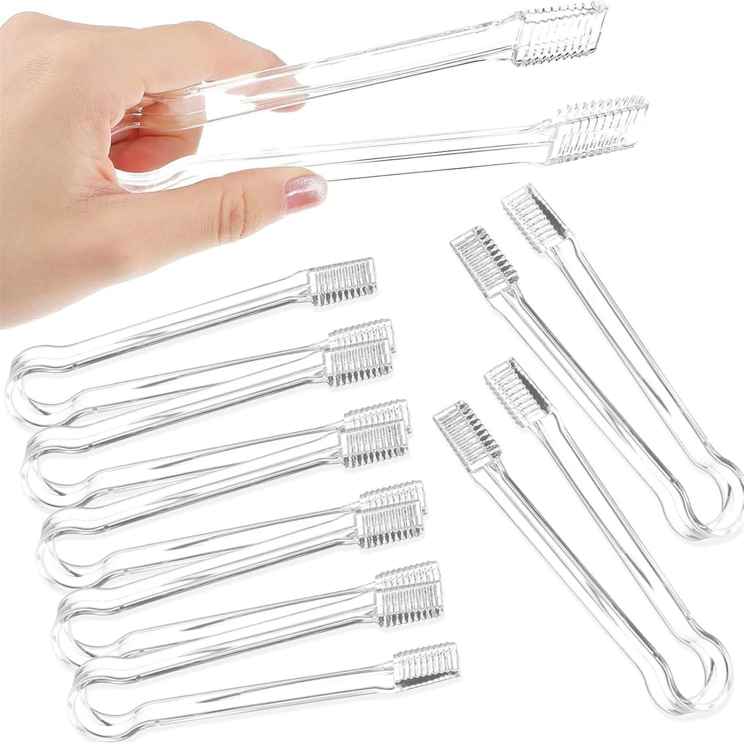 10Pcs Food Safe Ice Tongs for Beer Beverages Sugar Miniature Hygienic Kitchen Buffet Serving Tongs Barbecue Tool