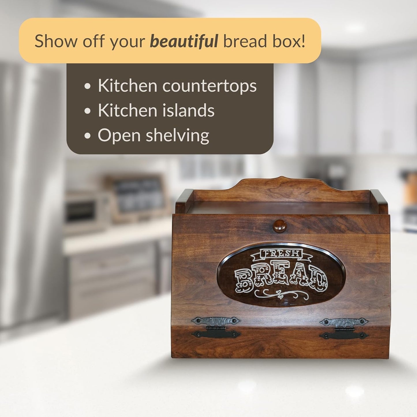 DutchCrafters Wooden Bread Box for Kitchen Countertop, Bread Storage for Homemade Bread Holder for Kitchen Counter - Amish Made in USA (Cherry with Michael's Cherry)