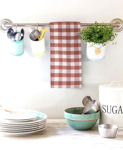 Urban Villa Kitchen Towels Set of 6 Buffalo Checks Rust Kitchen Towels 20X30 Inches 100% Cotton Highly Absorbent Kitchen Towels Premium Quality Ultra Soft Mitered Corners KitchenTowels