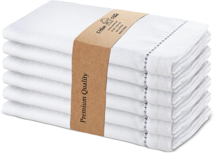 Urban Villa Easter Cloth Napkins Hemstitch White Grey 100% Cotton Absorbent Dinner Napkins (Set of 6) 20x20 Inches Soft Durable Washable Reusable Ideal for Everyday Use Wedding Parties Cloth Napkins