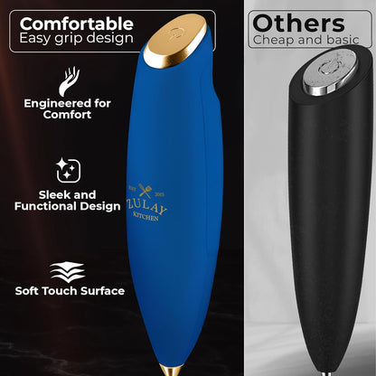 Zulay Kitchen Patented Tornado Triple Whisk Milk Frother with 4 Duracell Batteries – Handheld Foam Maker for Coffee, Lattes, Matcha & Hot Chocolate – Rich, Creamy Froth in Seconds