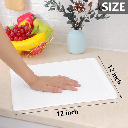 Homaxy 100% Cotton Waffle Weave Kitchen Dish Cloths, Ultra Soft Absorbent Quick Drying Dish Towels, 12 x 12 Inches, 24-Pack, White