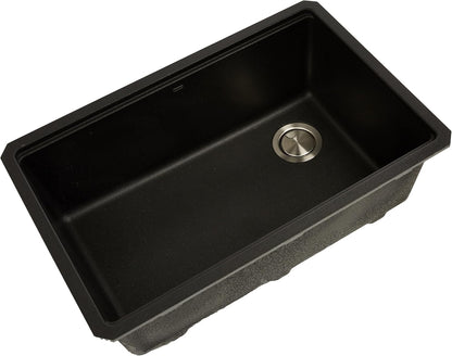 KRAUS Bellucci 30” in. Undermount Workstation Granite Kitchen Sink in Metallic Black with Accessories, KGUW2-30MBL