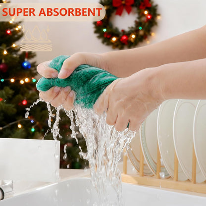 Homaxy 100% Cotton Waffle Weave Kitchen Dish Towels, Ultra Soft Absorbent Quick Drying Cleaning Towel, 13 x 28 Inches, 8-Pack, Dark Green