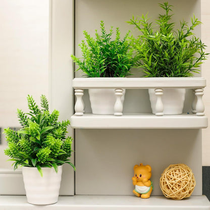 4 Pack Fake Plants Greenery Small Faux Plastic potted Plant Artificial Plants Indoor for Living Room Home Decor Modern Bathroom Kitchen Counter Office Desk Farmhouse Classroom Decor Camper Décor