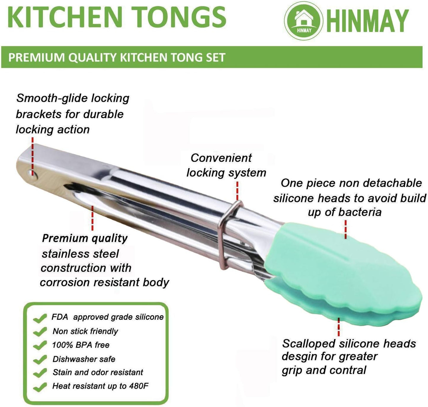 Mini Tongs with Silicone Tips 7-Inch Small Serving Tongs, Set of 3 (Pink Mint Yellow)