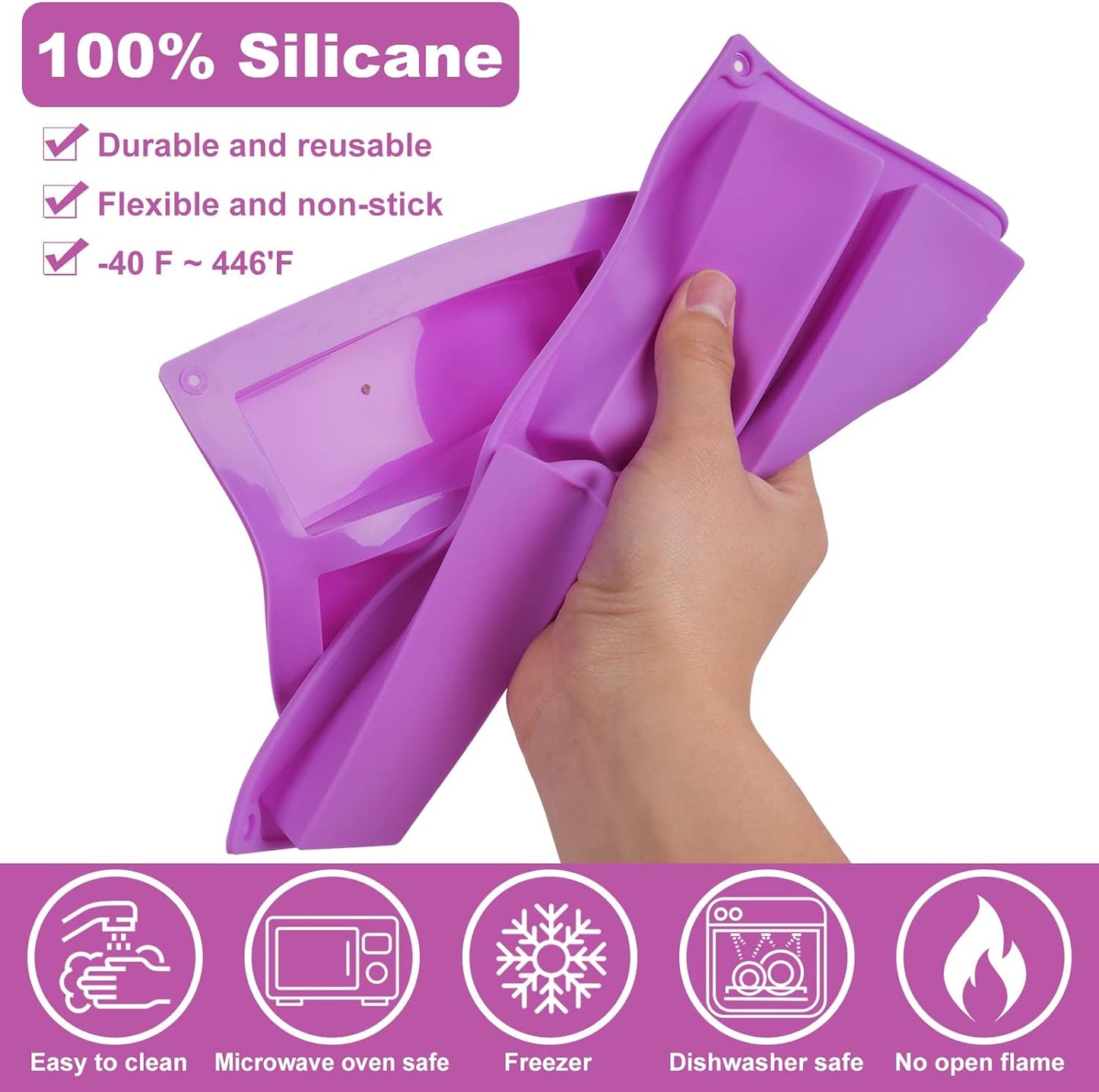 3 Pack Granola Bar Mold Silicone Mold,8 Cavity Rectangle Energy,Cereal Bar Molds for Ganache, Chocolate Bar, Truffles, Cheesecake