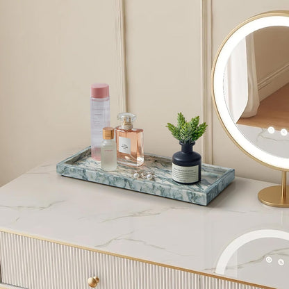 Luxury Natural Small Marble Tray for Bathroom Vanity and Kitchen Sink, Stone Countertop Organizer for Soap Dispenser, Jewelry, Perfume, Candle, Ring, Home Decor, Non-Resin Non-Ceramic