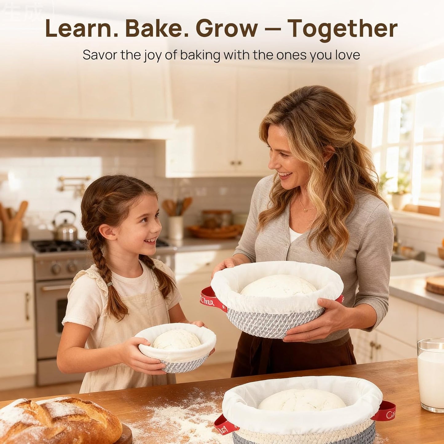 Sourdough Starter Kit 5 Banneton Round & Oval, Consciot Cotton Rope Bread Proofing Basket Set, Sourdough Bread Baking Supplies, Bread Baskets With Liners & Covers, Gift for Bakers Women Kids Family