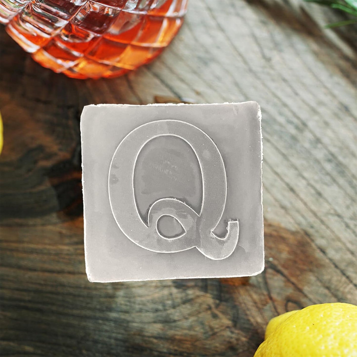 Letter Q Monogram Ice Cube Mold Custom Ice Cube Mold 2 Inch Big Initials Silicone Ice Cube Tray Gifts for DAD Gifts for Him