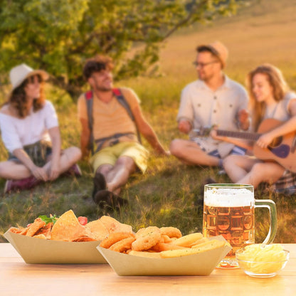 Ocmoiy 3lb Paper Food Trays, 100 Pack Heavy Duty Food Boats Holders Disposable Serving Basket Trays for Nachos, Tacos, Fries, Hot Dog, Corn, BBQ, Festivals, Party